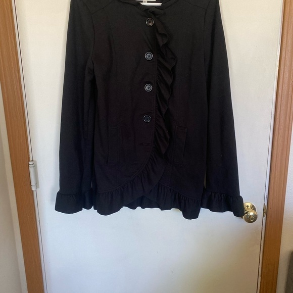 KUT cut from the cloth ruffel hem stretchy hem jacket - Picture 2 of 6